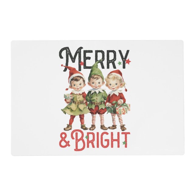 Merry and Bright Elf Placemat (Front)
