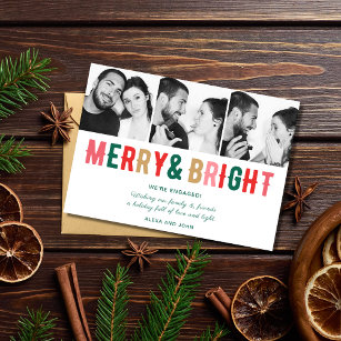 Merry and Bright Engagement Christmas Card