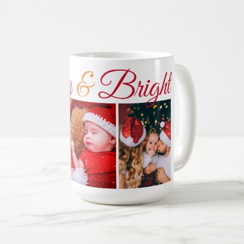Merry and Bright family christmas photos script  Coffee Mug