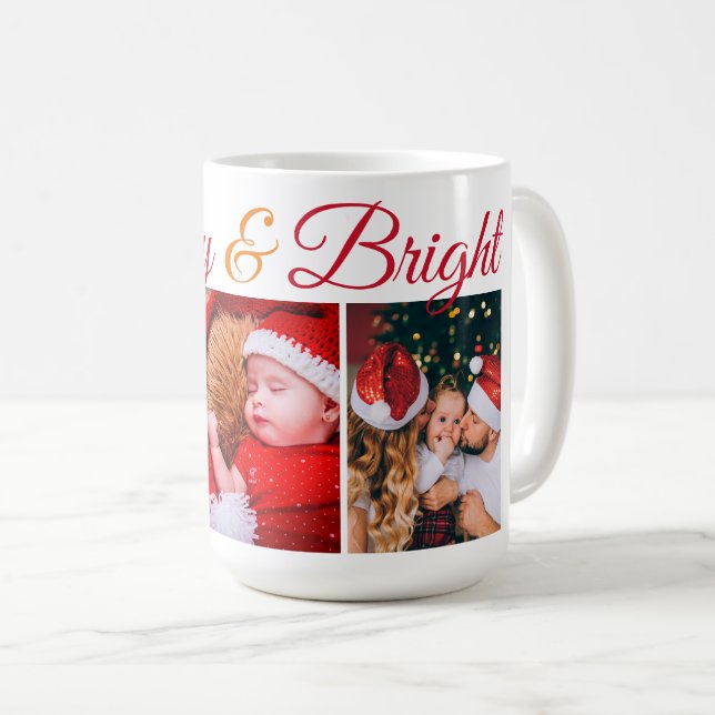 Merry and Bright family christmas photos script  Coffee Mug (Front Right)