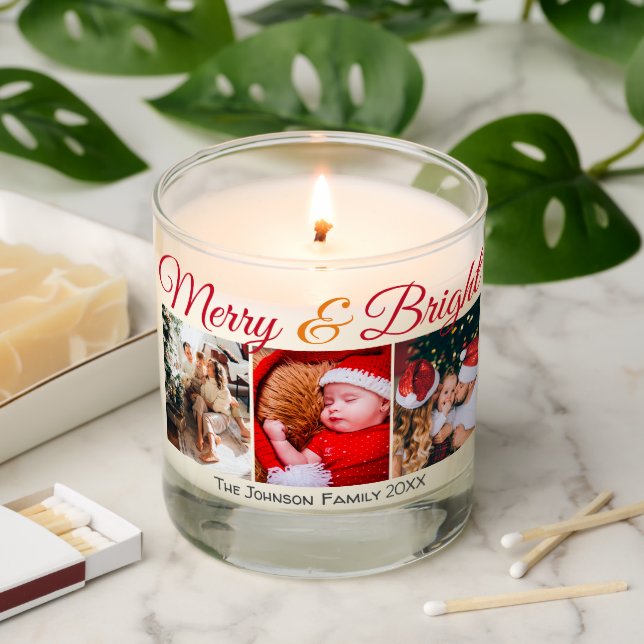 Merry and Bright family christmas photos script  Scented Candle (Lit)