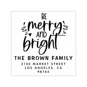 Merry and Bright Family Name Return Address  Self-inking Stamp