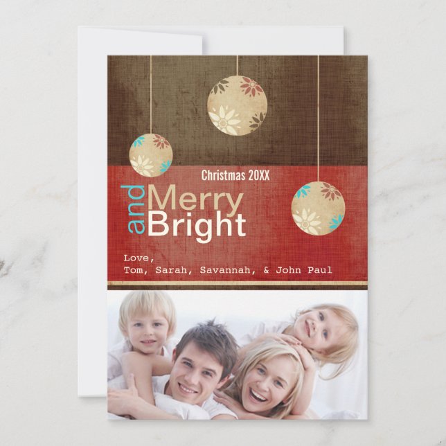 Merry and Bright Family Photo Card (Front)
