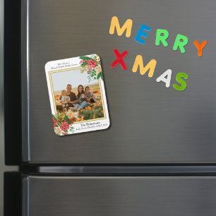 Merry and Bright Family Photo Magnet