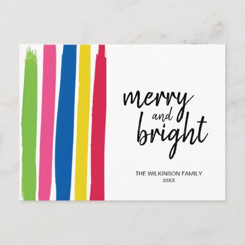 Merry and Bright  festive Christmas Holiday Postcard