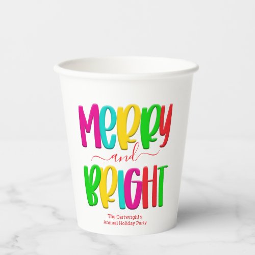 Merry and Bright Festive Christmas Party Paper Cup