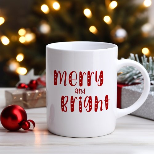 Merry And Bright Festive Christmas Red Coffee Mug