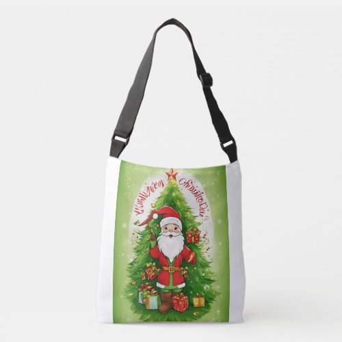Merry and Bright Festive Christmas Tree T_shirt f Crossbody Bag