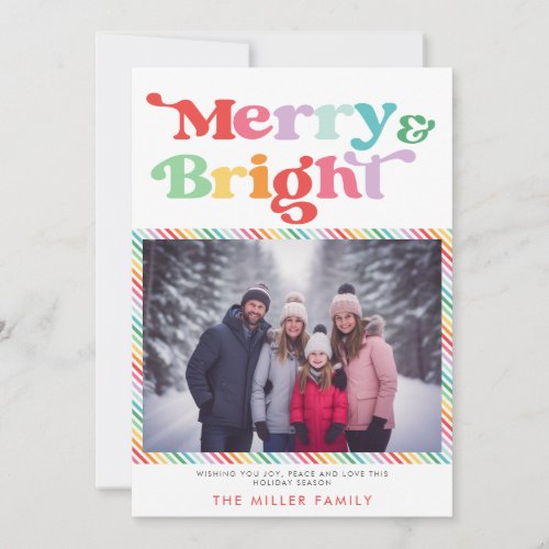 Merry And Bright Festive Colorful Christmas Holiday Card