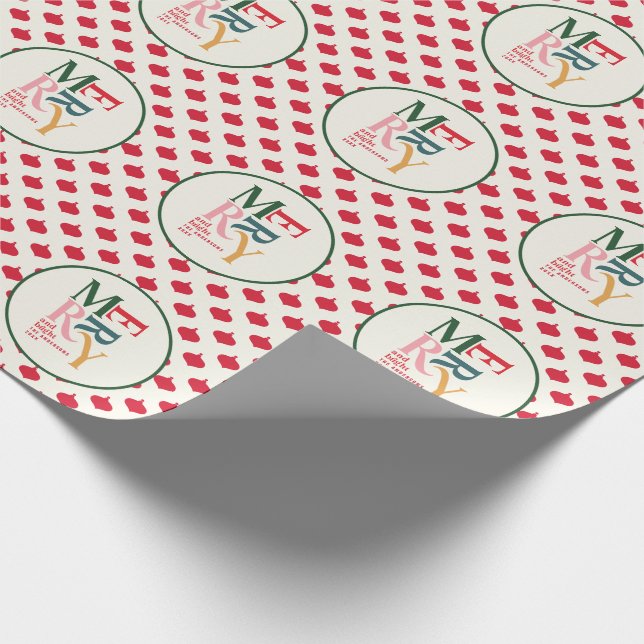 Merry and bright festive colorful Christmas Wrapping Paper (Corner)