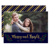 Merry and Bright Festive Foliage Holiday Photo Card