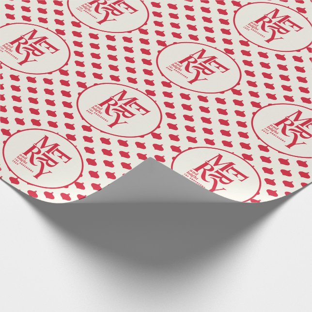 Merry and bright festive red Christmas Wrapping Paper (Corner)