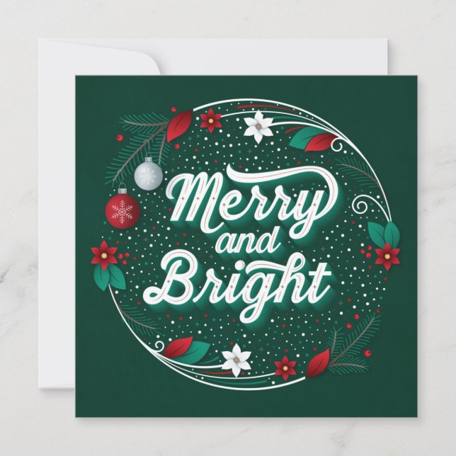Merry and Bright Flat Card (5.25x5.25) (Front)