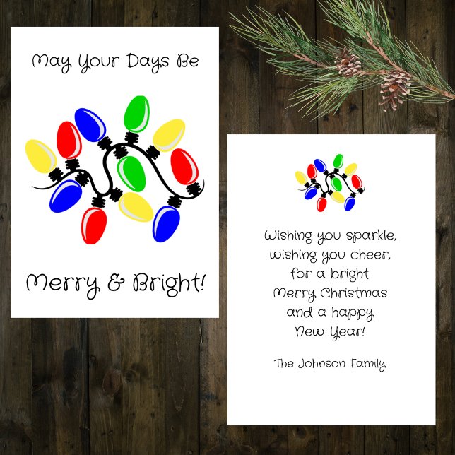 Merry and Bright Flat Holiday Card (Also available as a postcard.)