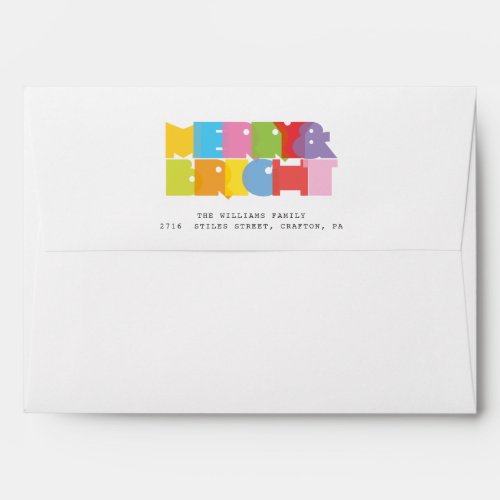 Merry And Bright Fun Colorful Return Address Envelope