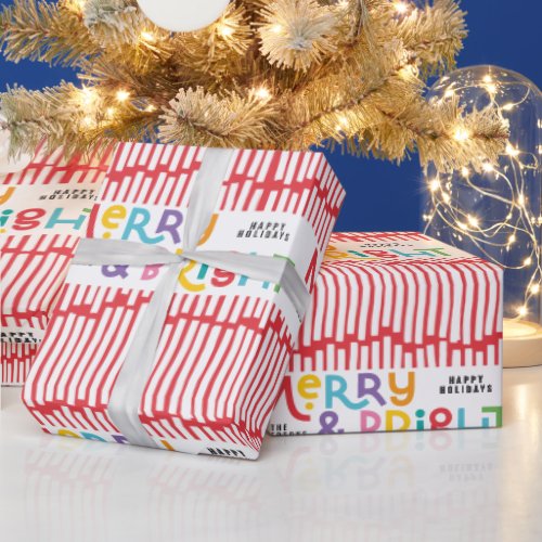 merry and bright fun colorful Wrapping Paper