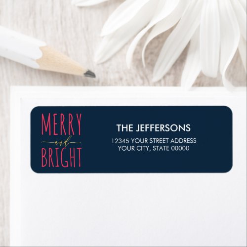Merry and Bright Fun Navy Hand_Lettering Label