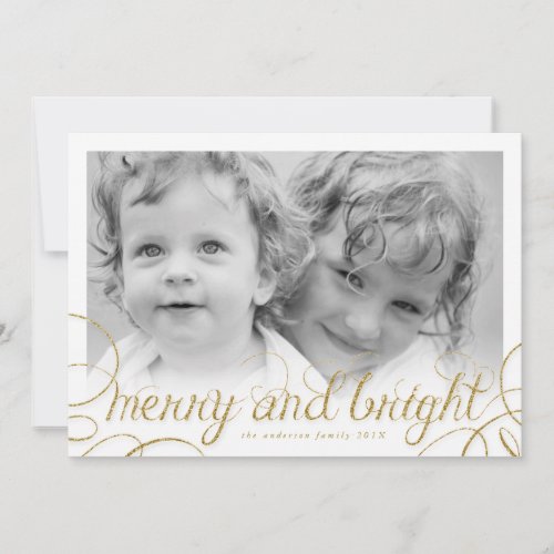 Merry and Bright Glitter Look Holiday Photocard
