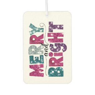 Merry And Bright Glittery Text Air Freshener