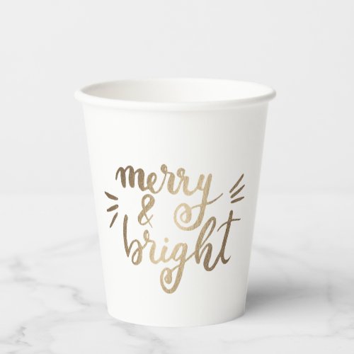 Merry and bright _ gold paper cups