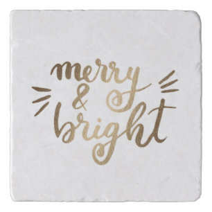 Merry and bright - gold trivet