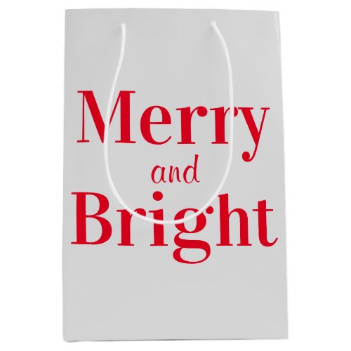 Merry and Bright Gray Grey Holiday Gift Bag