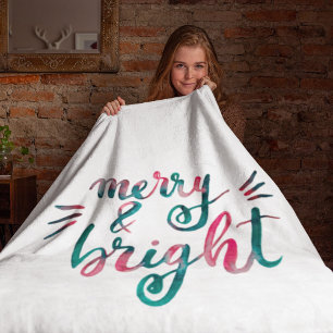 Merry and bright - green and pink fleece blanket
