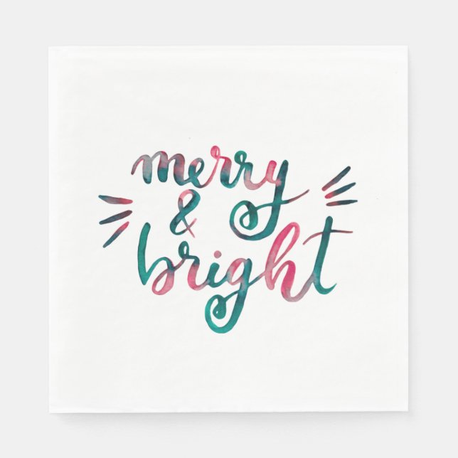 Merry and bright - green and pink napkins (Front)