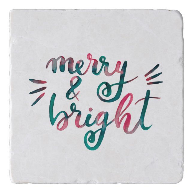 Merry and bright - green and pink trivet (Front)