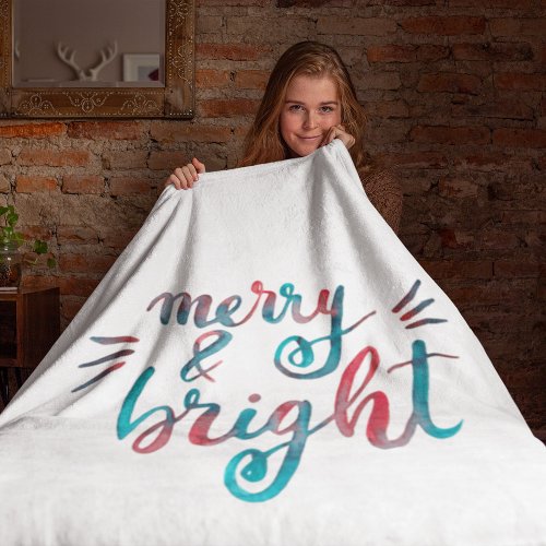 Merry and bright _ green and red fleece blanket