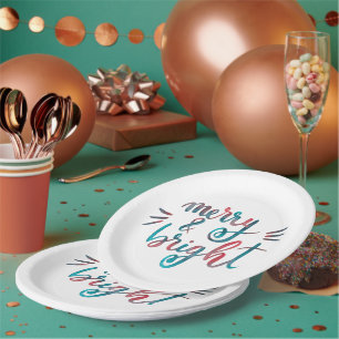 Merry and bright - green and red paper plates
