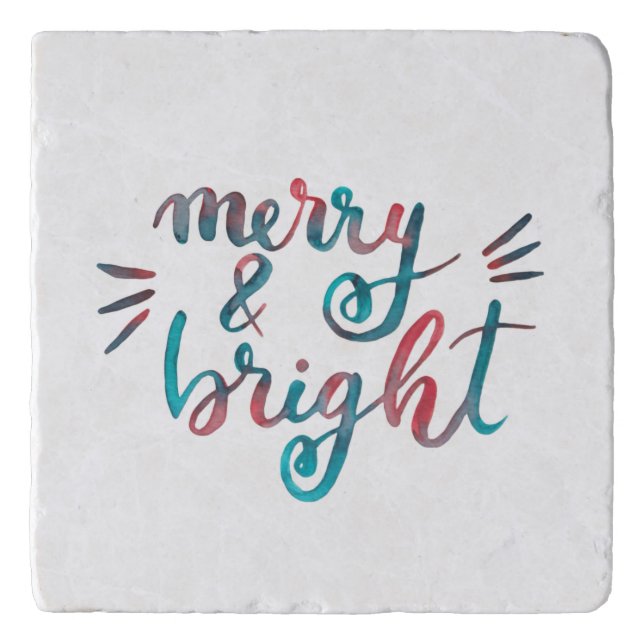 Merry and bright - green and red trivet (Front)