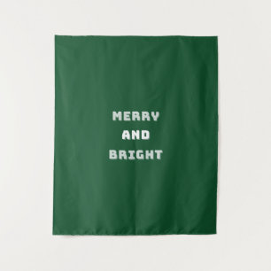Merry and Bright, Green Christmas Art, Holiday Tapestry