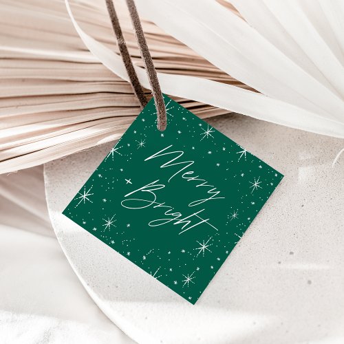 Merry and Bright Green Christmas Favor Tags