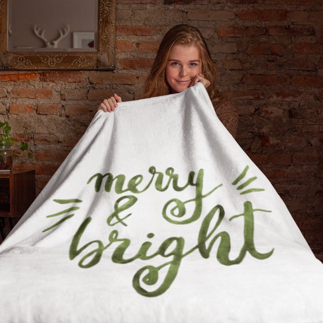 Merry and bright - green fleece blanket (Creator Uploaded)