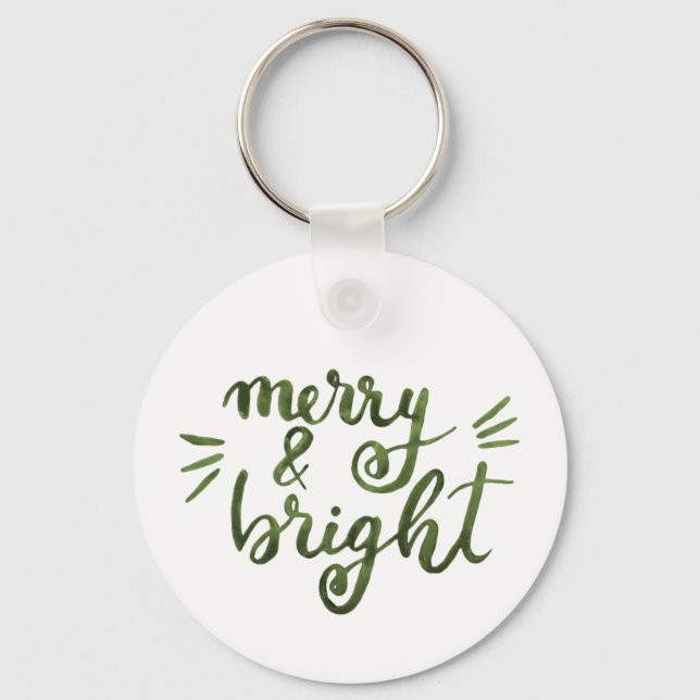 Merry and bright - green keychain (Front)