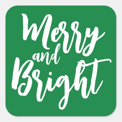 Merry and Bright Green Modern Script Sticker