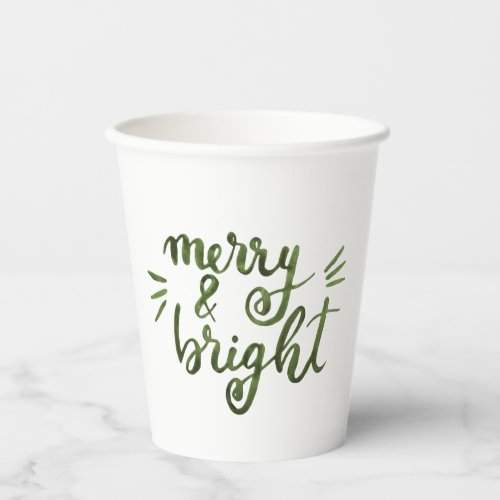 Merry and bright _ green paper cups