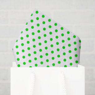 Merry and Bright Green Polka Dots on White Tissue Paper