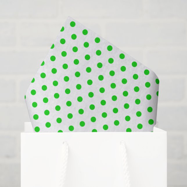 Merry and Bright Green Polka Dots on White Tissue Paper (Gift Bag)
