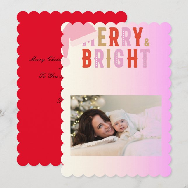 merry and bright greeting card Christmas (Front/Back)