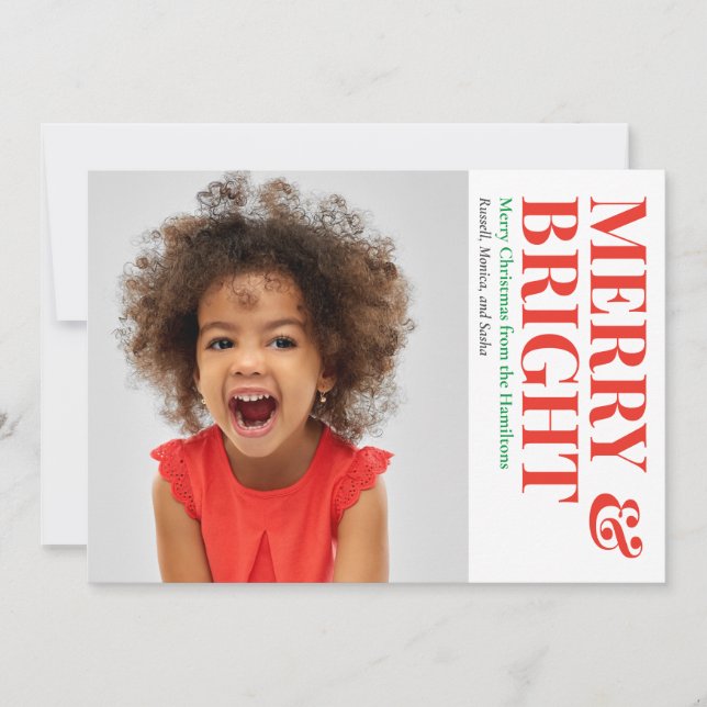 Merry and Bright Happy Holiday Photo (Front)