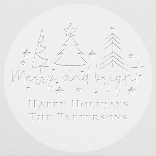 Merry And Bright Happy Holidays Christmas Name Embosser