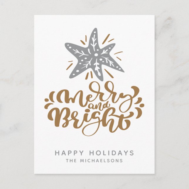 Merry and Bright | Happy Holidays Postcard (Front)