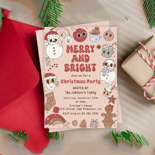 Merry and Bright Hippie Christmas Holiday Party Invitation
