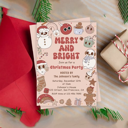 Merry and Bright Hippie Christmas Holiday Party  Invitation