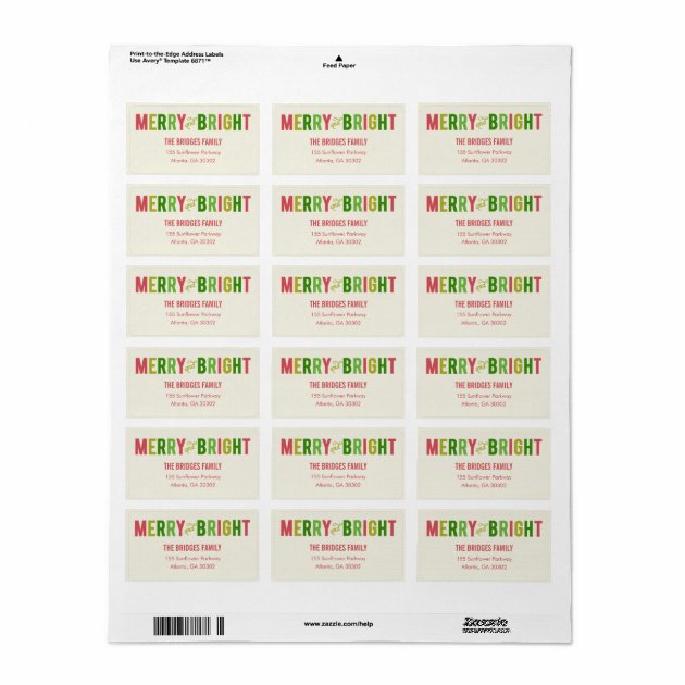 Merry And Bright Holiday Address Labels