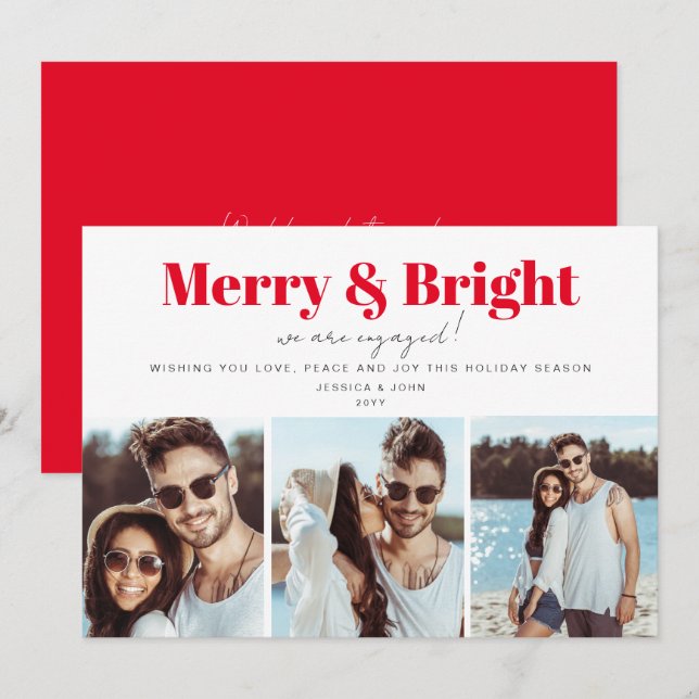 Merry and Bright Holiday Engagement Announcement  (Front/Back)