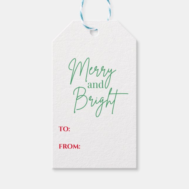 Merry and Bright Holiday Gift Tags (Front)