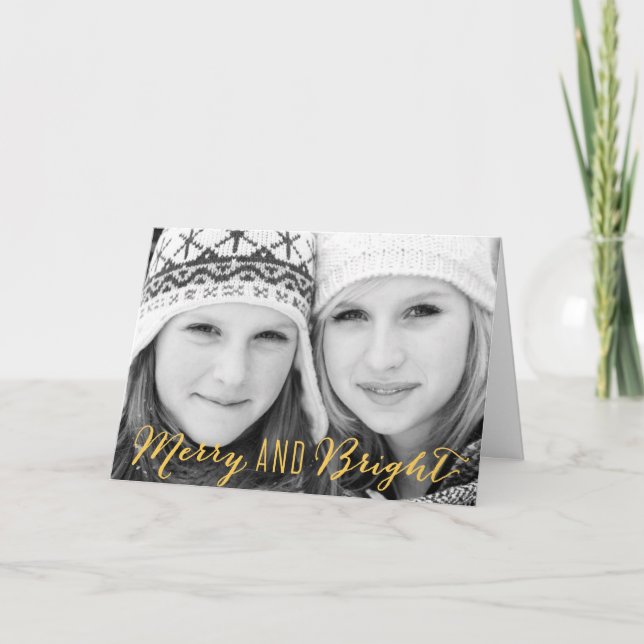 Merry and Bright Holiday Greeting Card (Front)